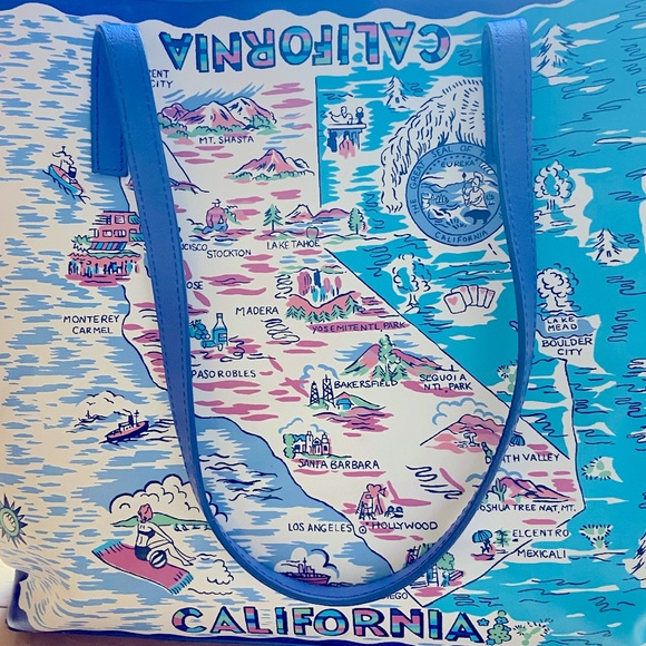 Talbots Leather Tote with California Landmarks - Picture 3 of 4